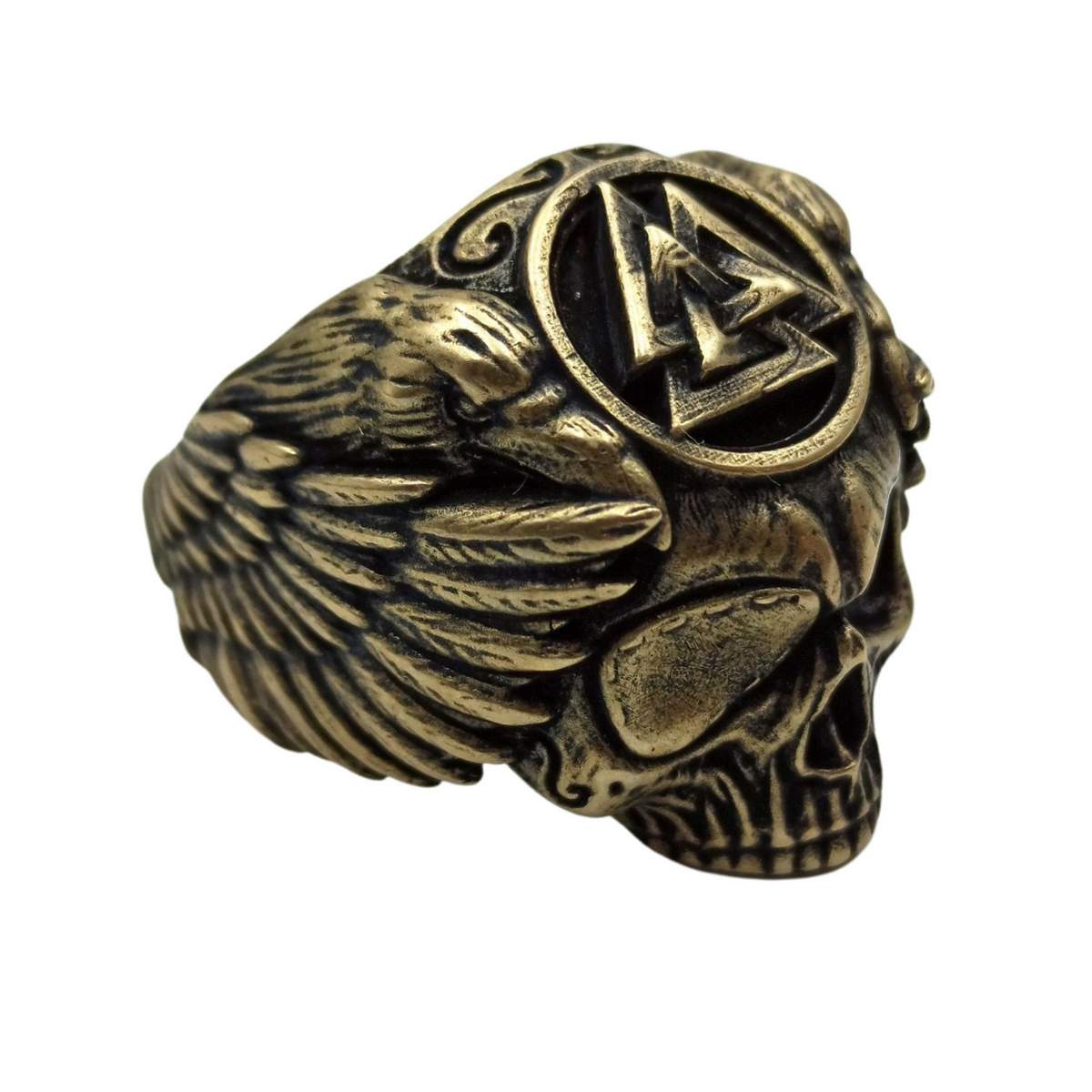 Odin skull bronze ring   