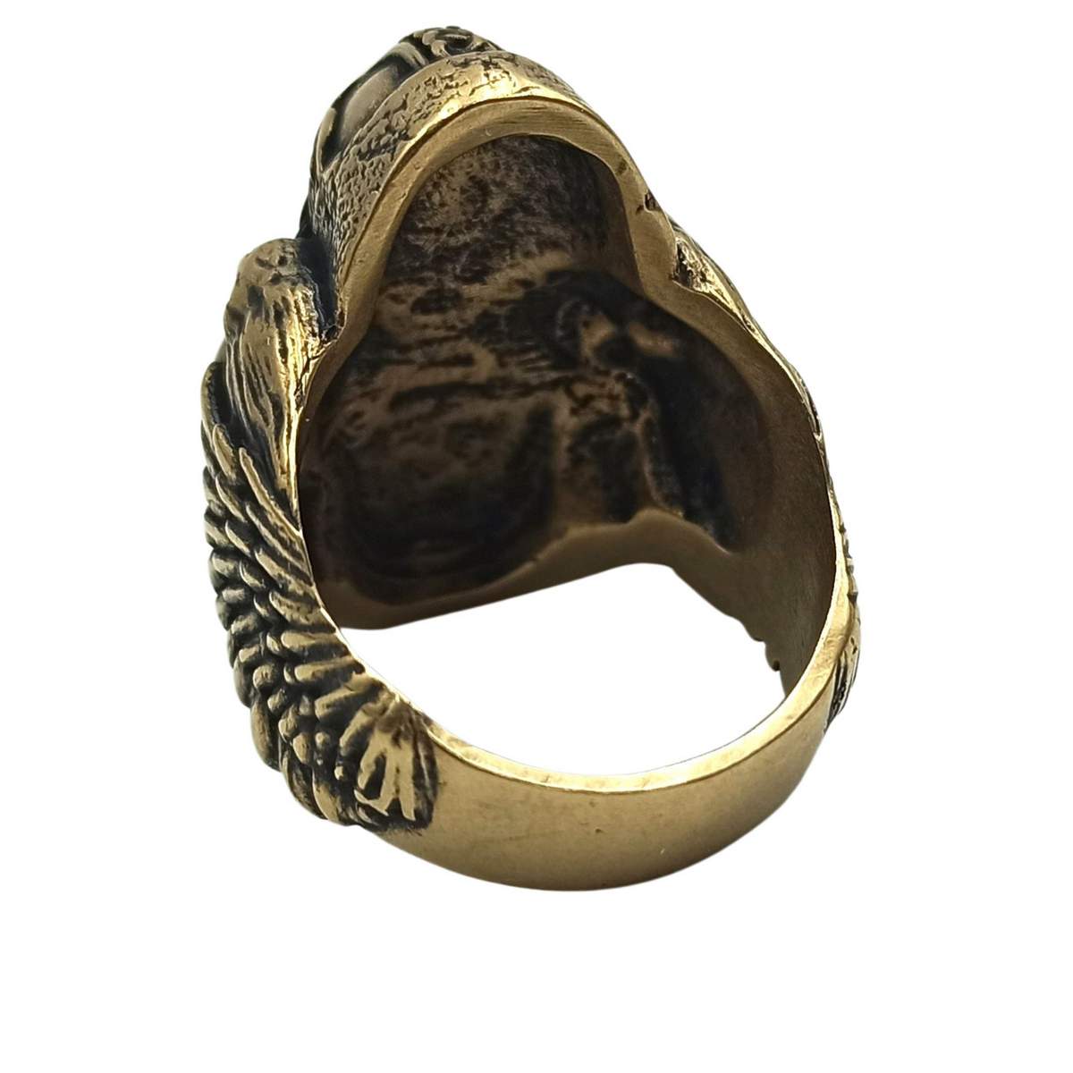 Odin with ravens bronze signet ring   