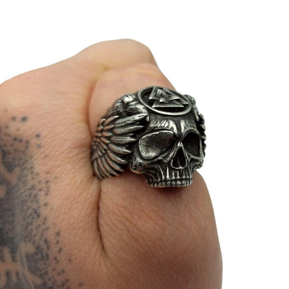 Odin skull bronze ring