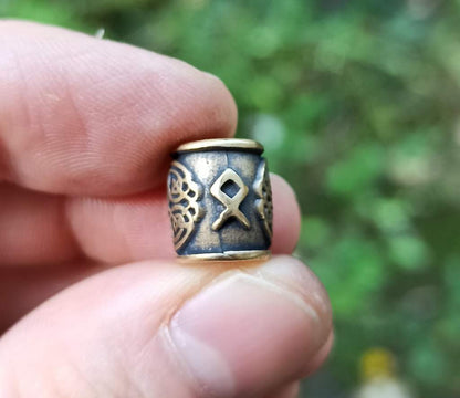 Othala rune bronze bead