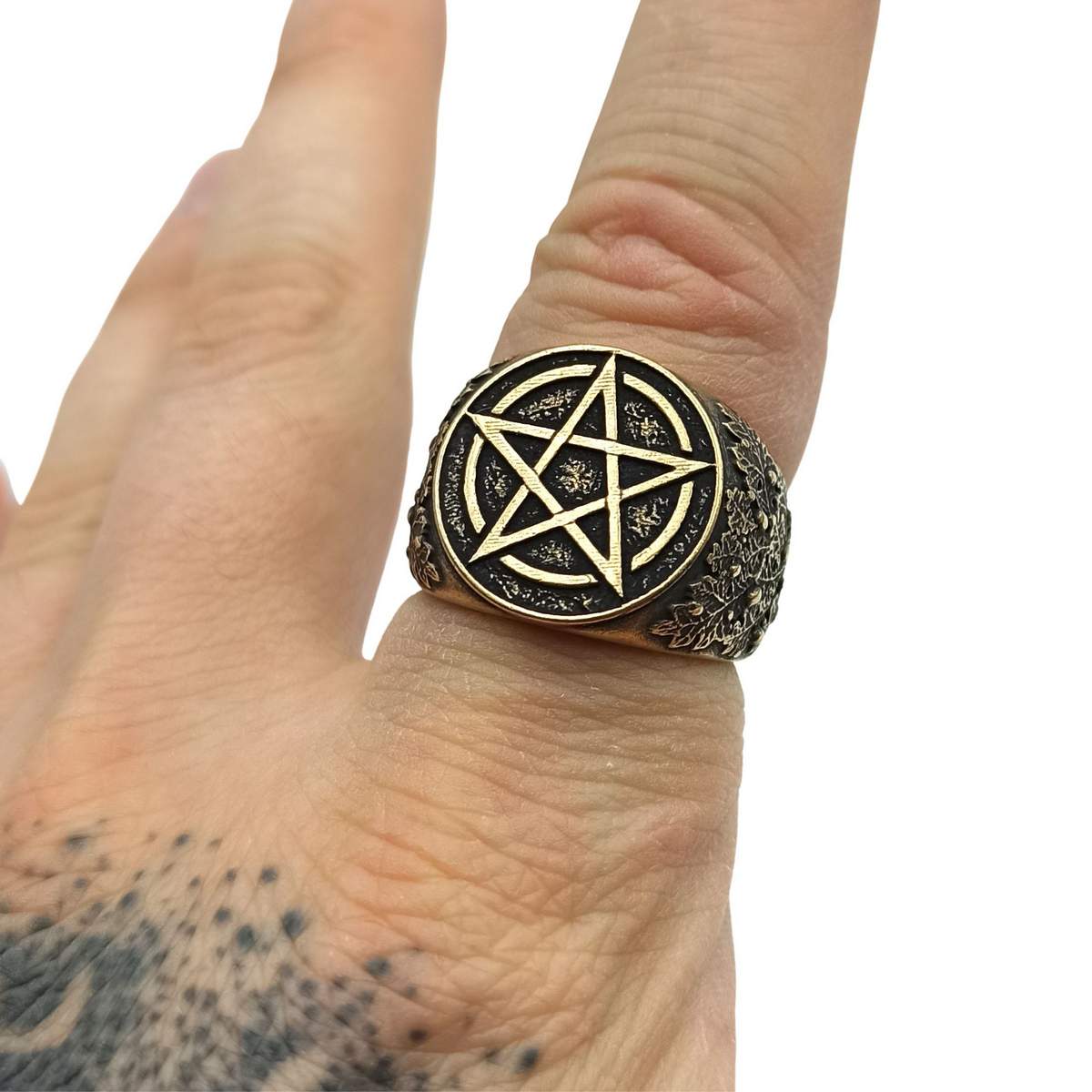 Wiccan pentacle ring from bronze   