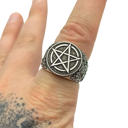 Wiccan pentacle ring from bronze