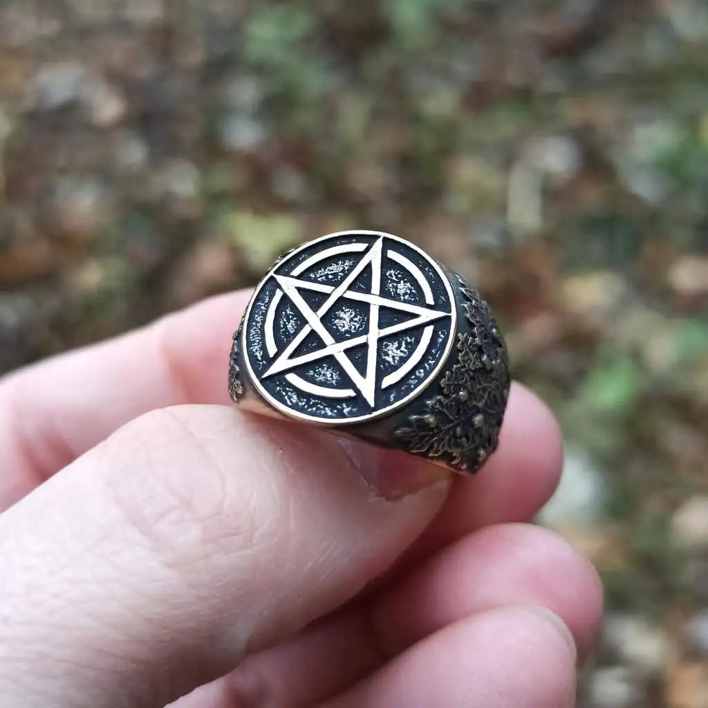 Wiccan pentacle ring from bronze