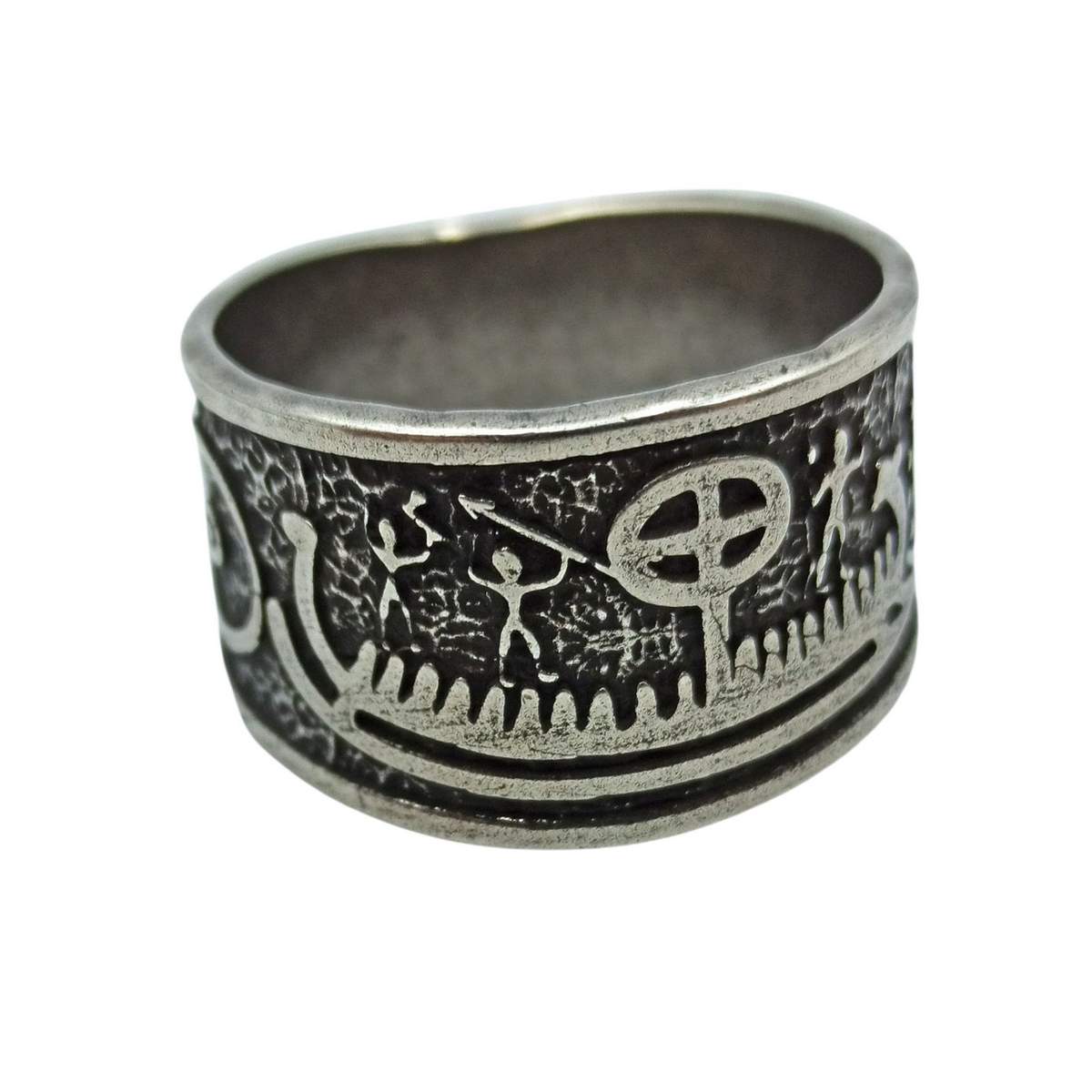 Norse Petroglyph ring from bronze 6 US Silver plating 