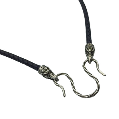 Huginn and Muninn leather necklace with silver plated clasps