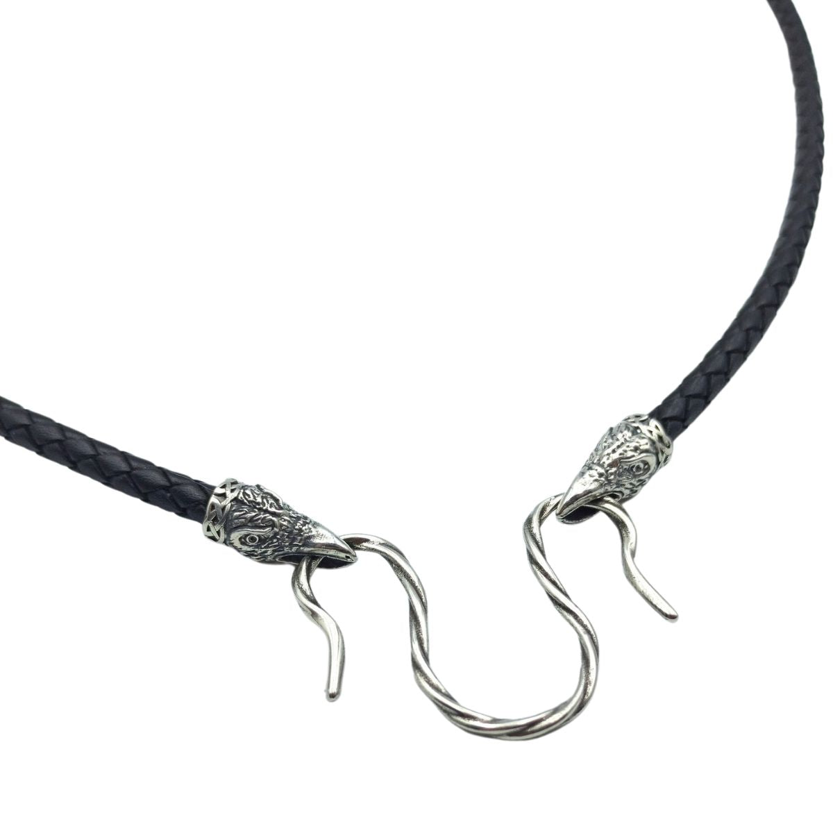 Raven leather necklace with Silver clasps