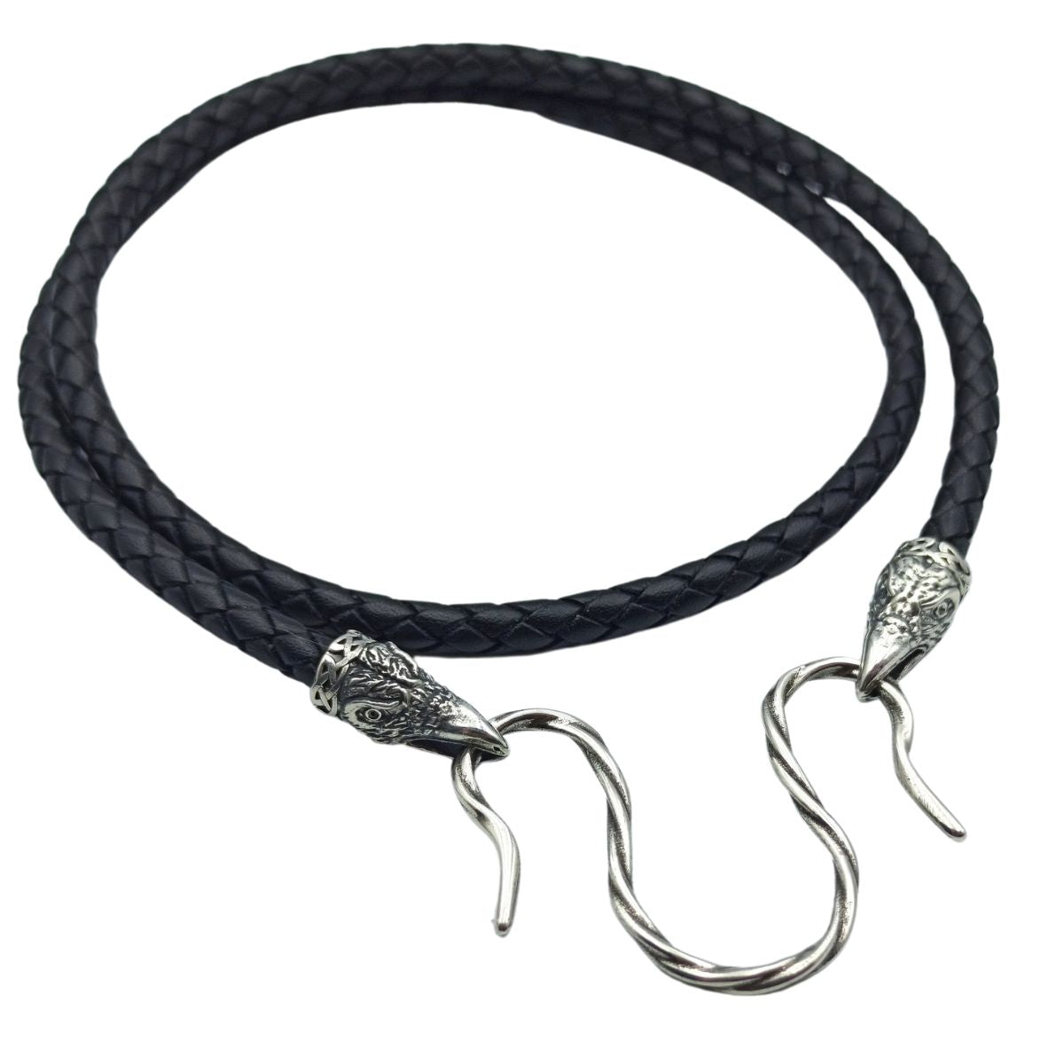 Raven leather necklace with Silver clasps 45 cm | 17 inch  