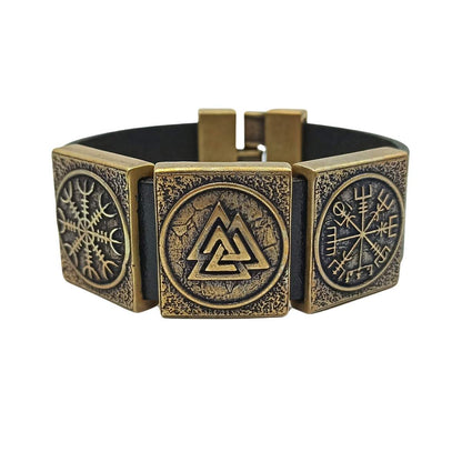 Viking rune leather bracelet