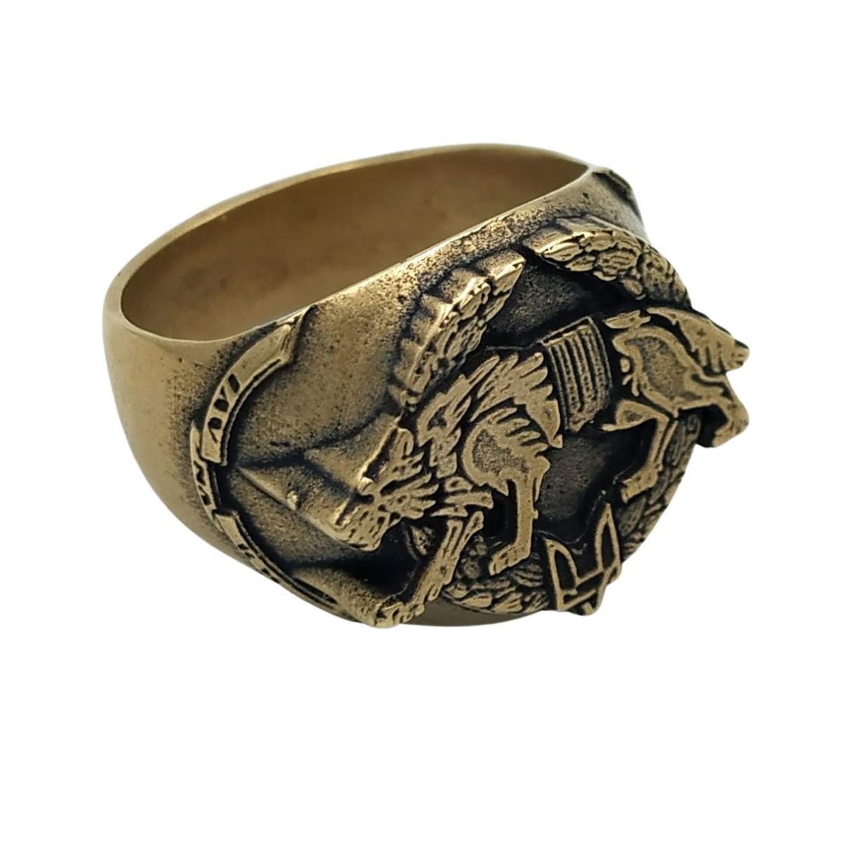 Ukrainian army wolf signet ring from bronze