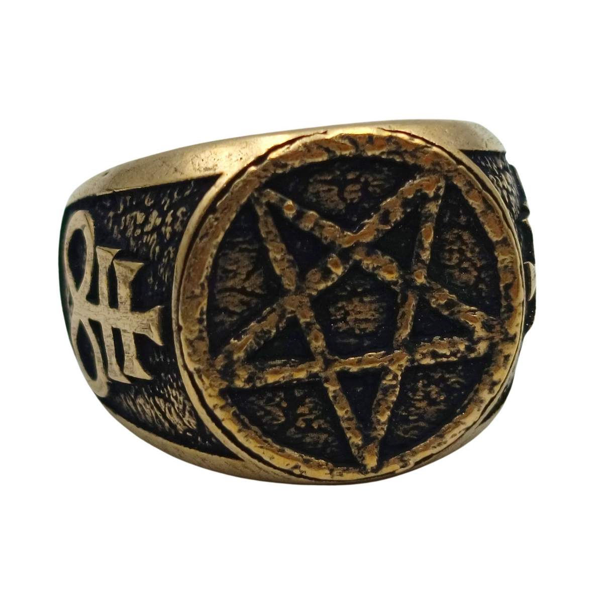 Satanic pentagram ring occult Jewelry leviathan cross – WikkedKnot jewelry
