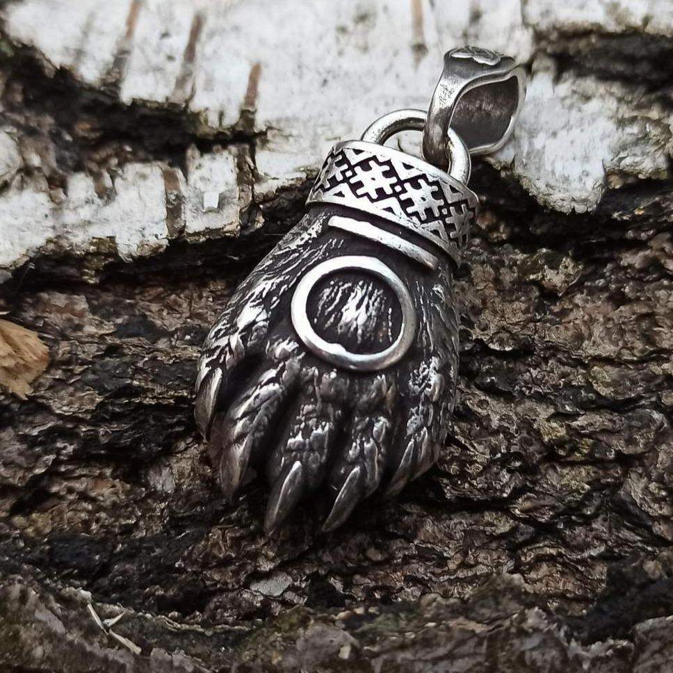 Slavic Bear paw Silver plated pendant