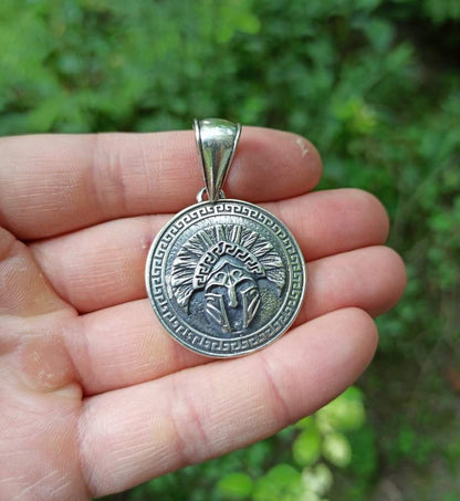 Spartan helmet silver pendant