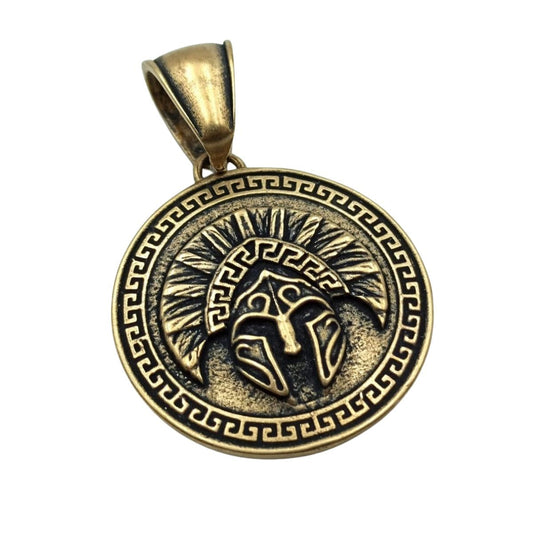 Spartan shield bronze pendant