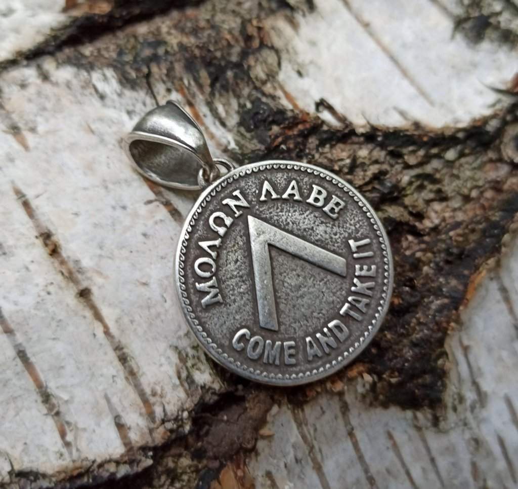 Spartan shield silver plated pendant