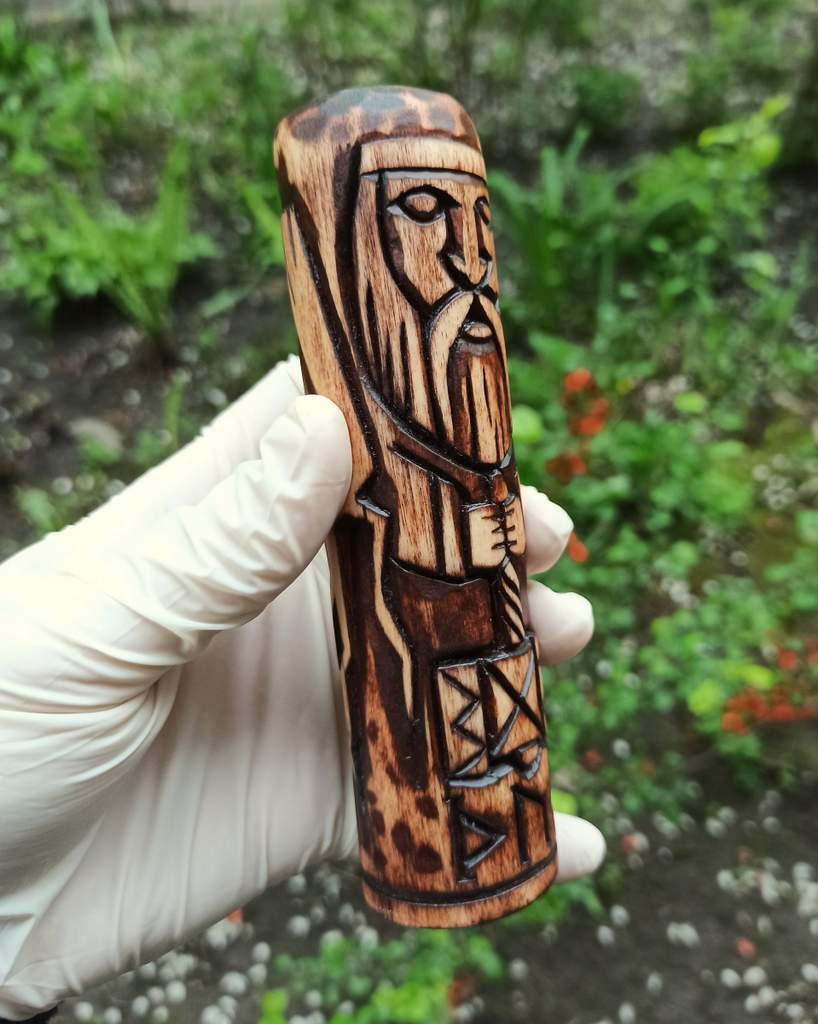 Thor wood carved figurine