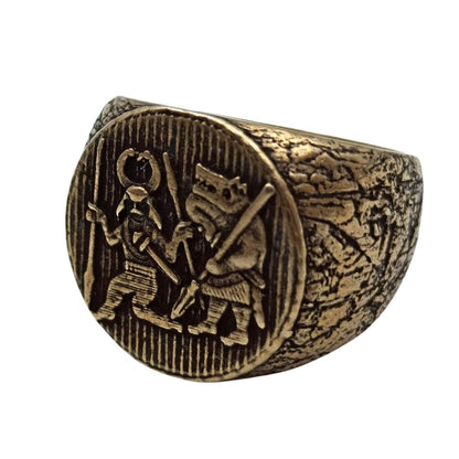 Torslunda dancer Ancient Viking bronze ring 6 US Bronze with patina 