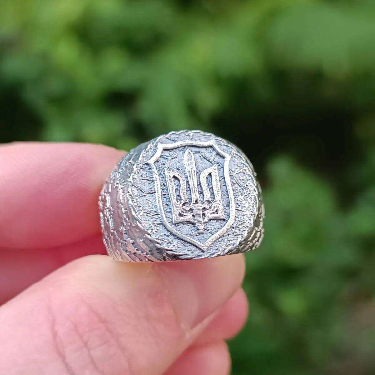 Ukraine coat of arms silver ring   