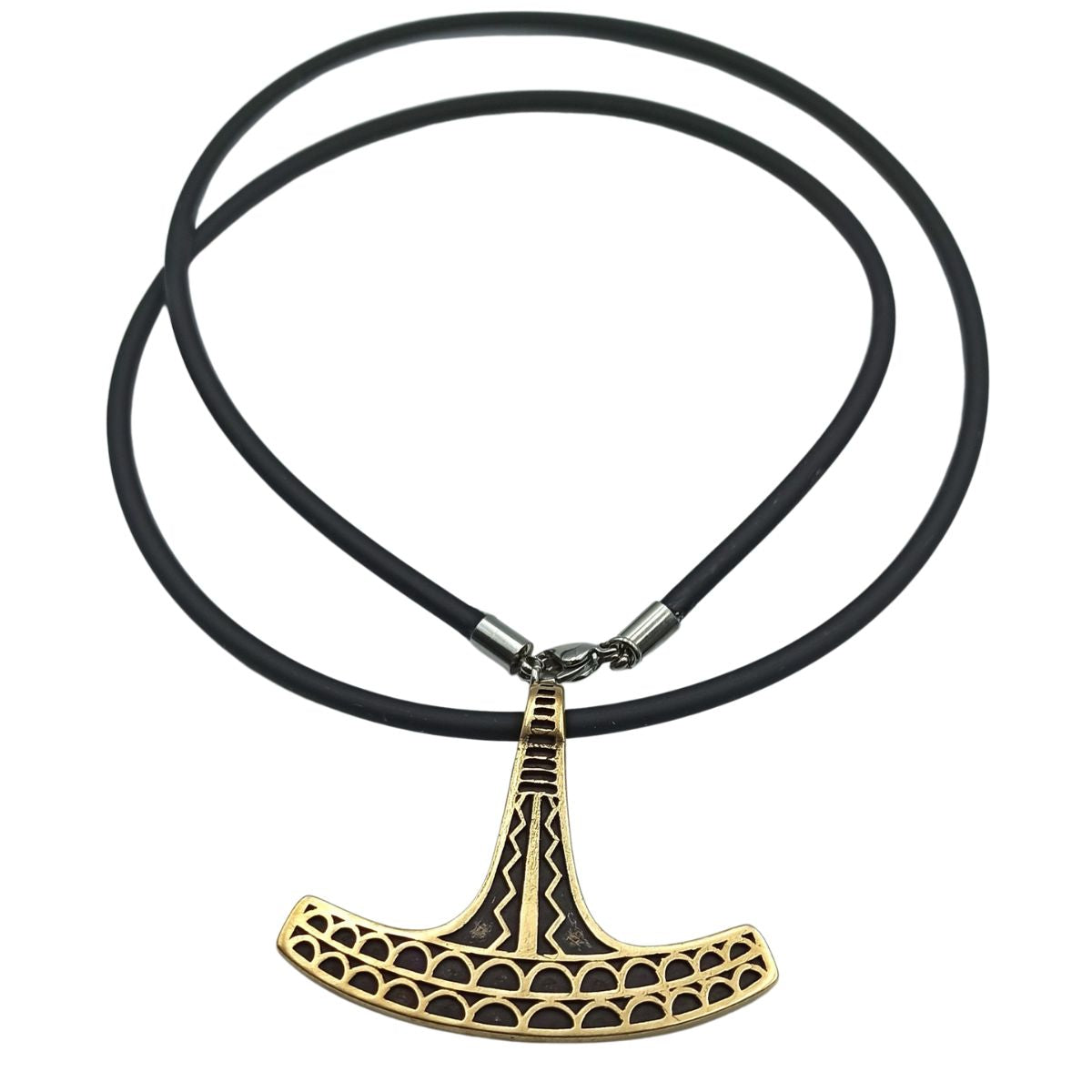 Ukko Mjolnir replica pendant from Bronze 3 mm Rubber cord  