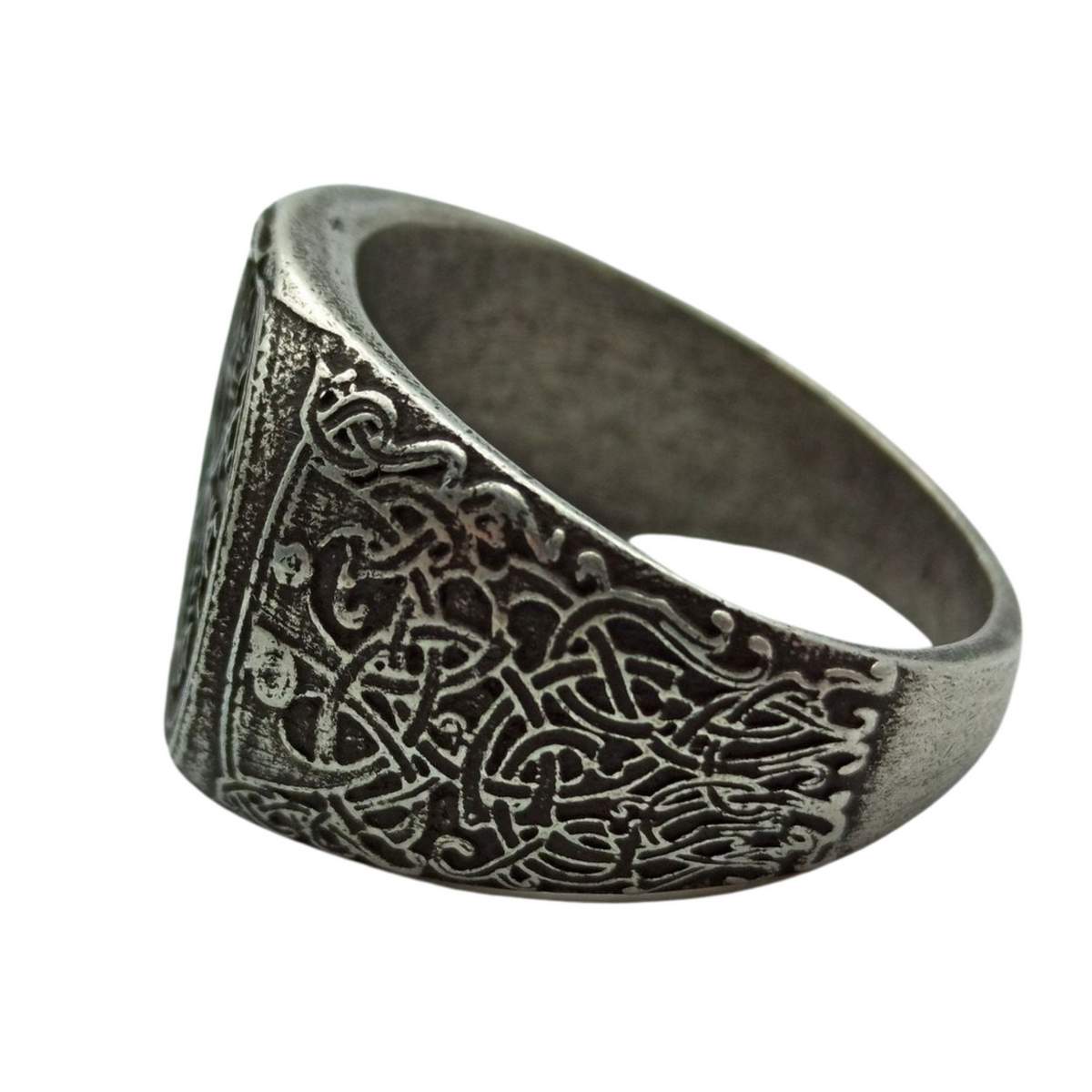 Viking compass signet bronze ring