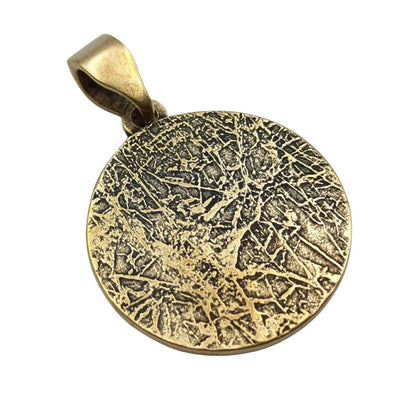 Vegvisir in circle of Elder Futhark runes bronze pendant