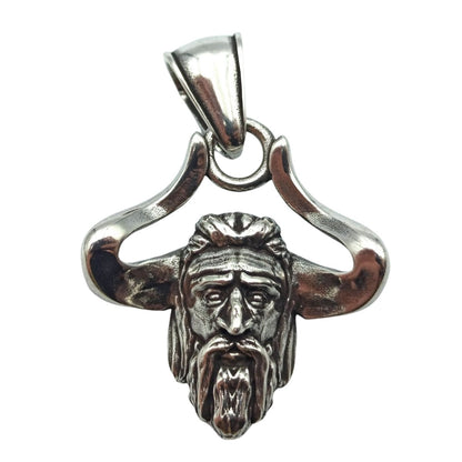 Veles Slavic Horned God silver pendant