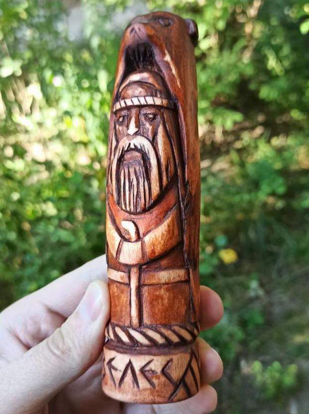 Veles Slavic god wooden statue
