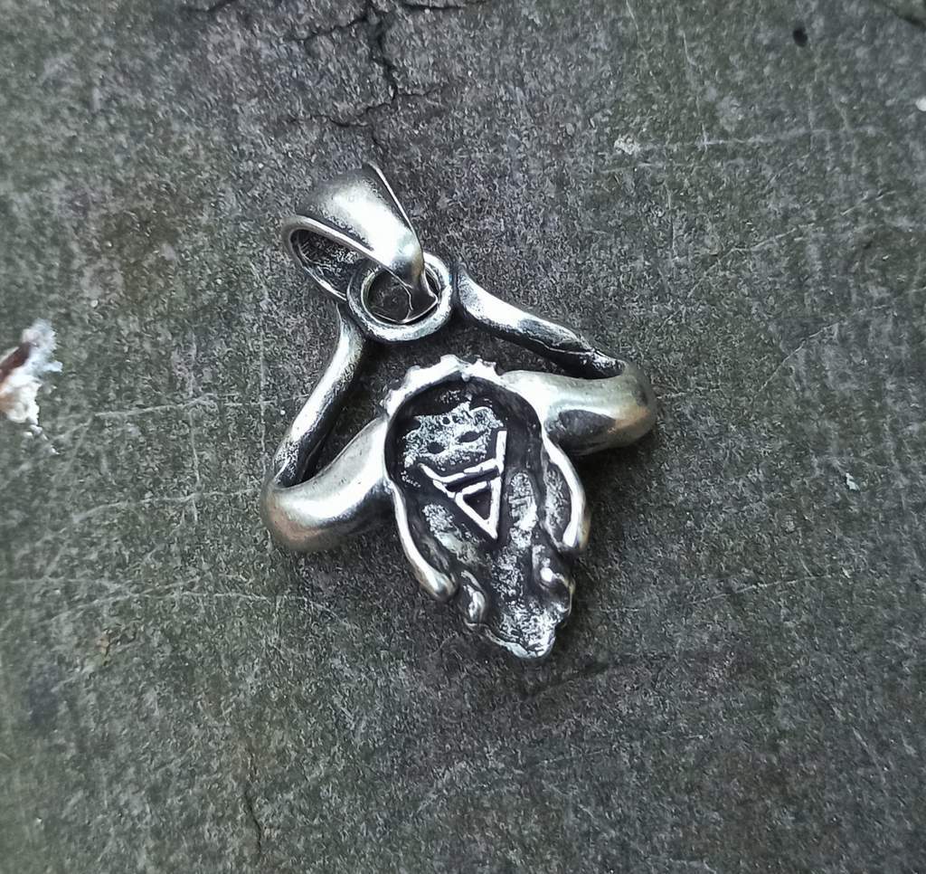 Horned God Veles silver plated pendant