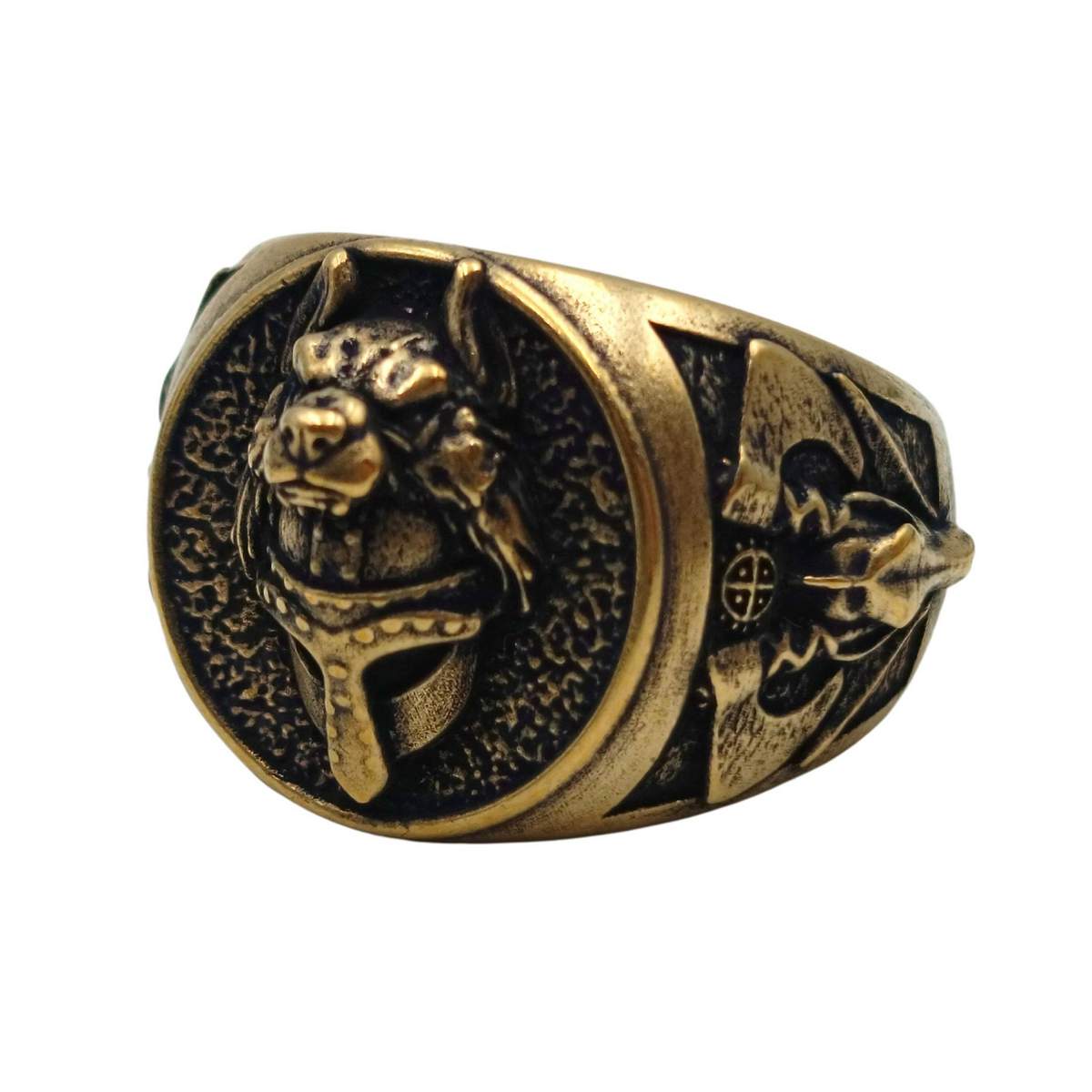Viking warrior wolf ring from bronze 6 US Bronze with patina 