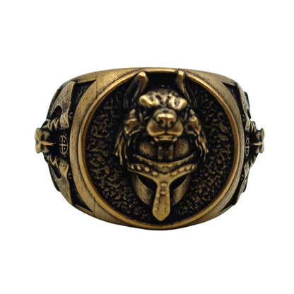 Viking warrior wolf ring from bronze