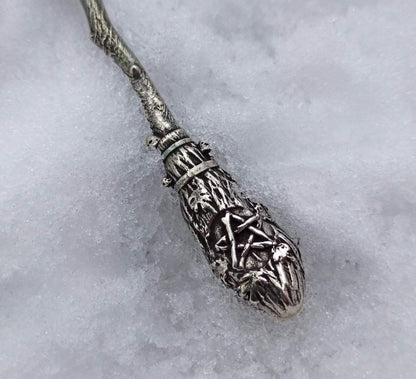 Witches broom silver pendant