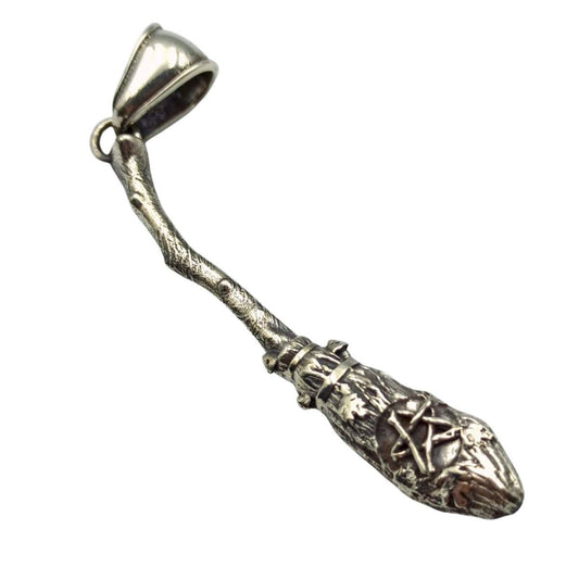 Witches broom silver pendant