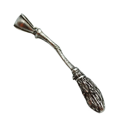 Witch broom silver plated pendant