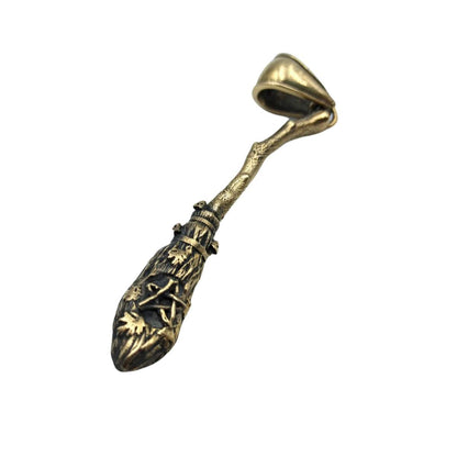 Witch broom bronze pendant