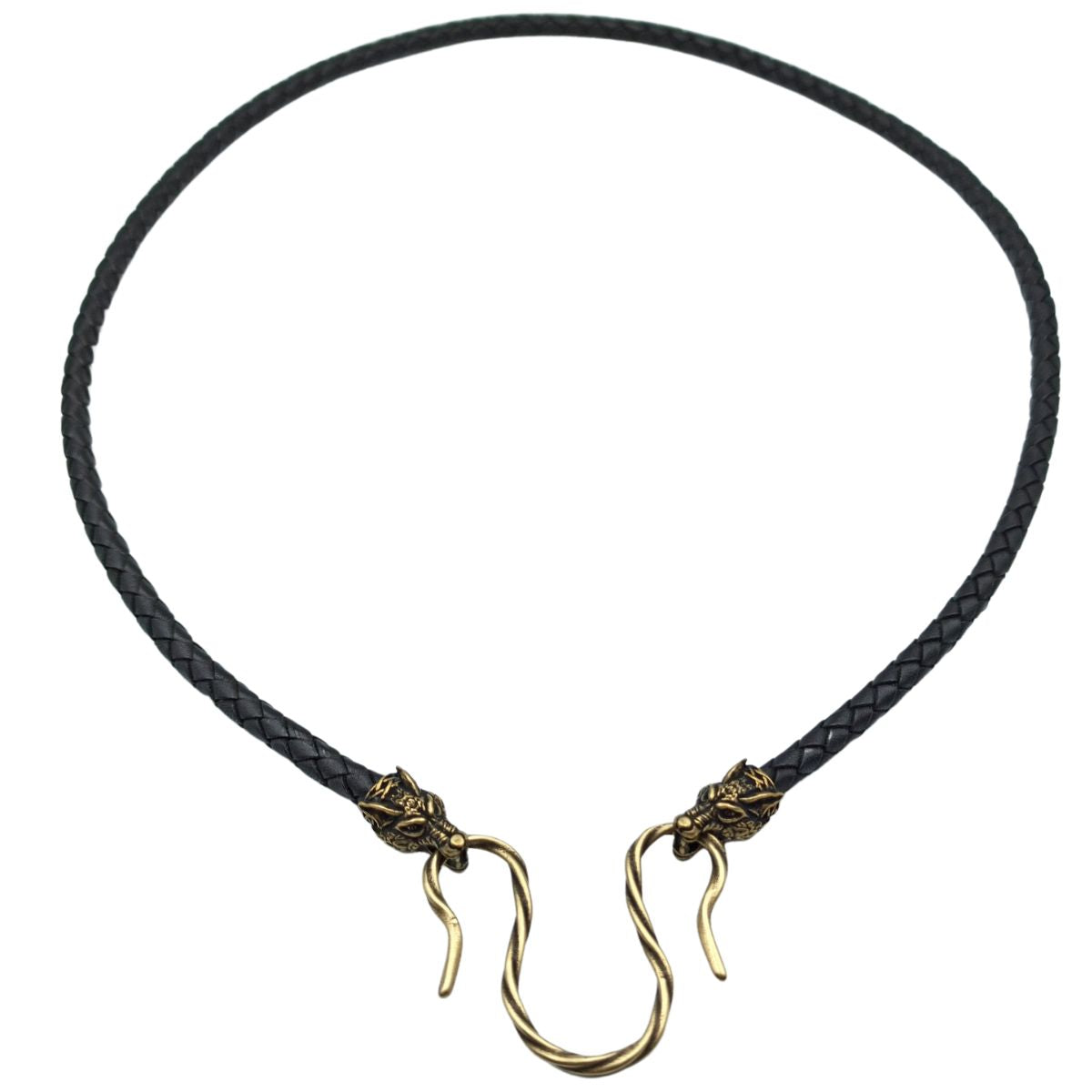 Wolf Geri and Freki leather necklace with Bronze clasps 45 cm | 17 inch 5 mm | 1/5 inch 