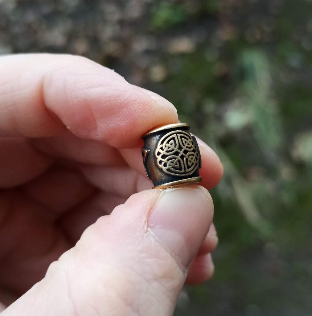 Wunjo rune bronze bead   