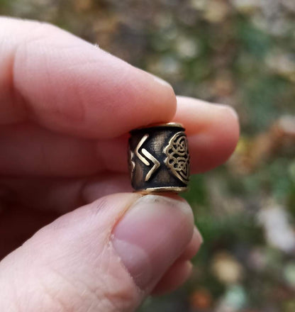 Jera rune bronze bead   