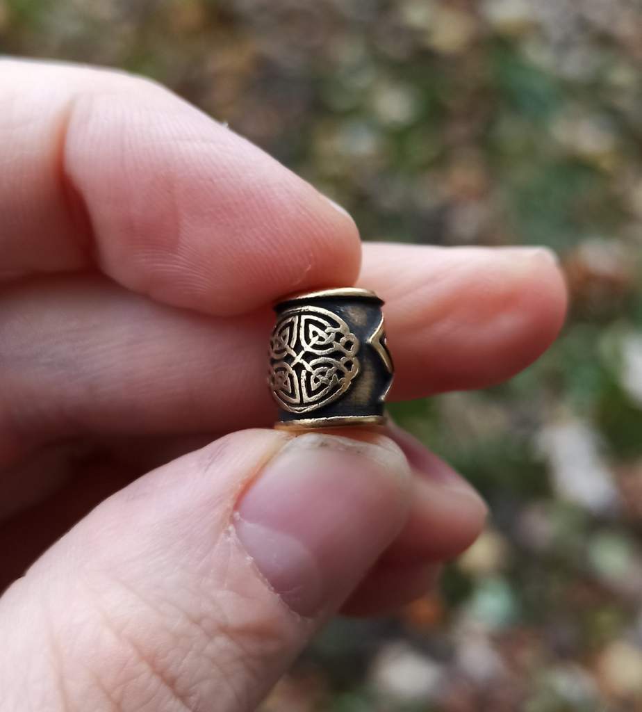 Jera rune bronze bead   