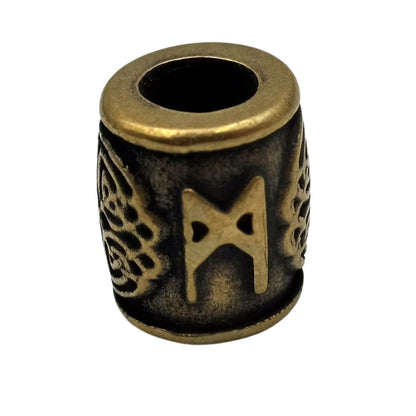 Mannaz rune bronze bead