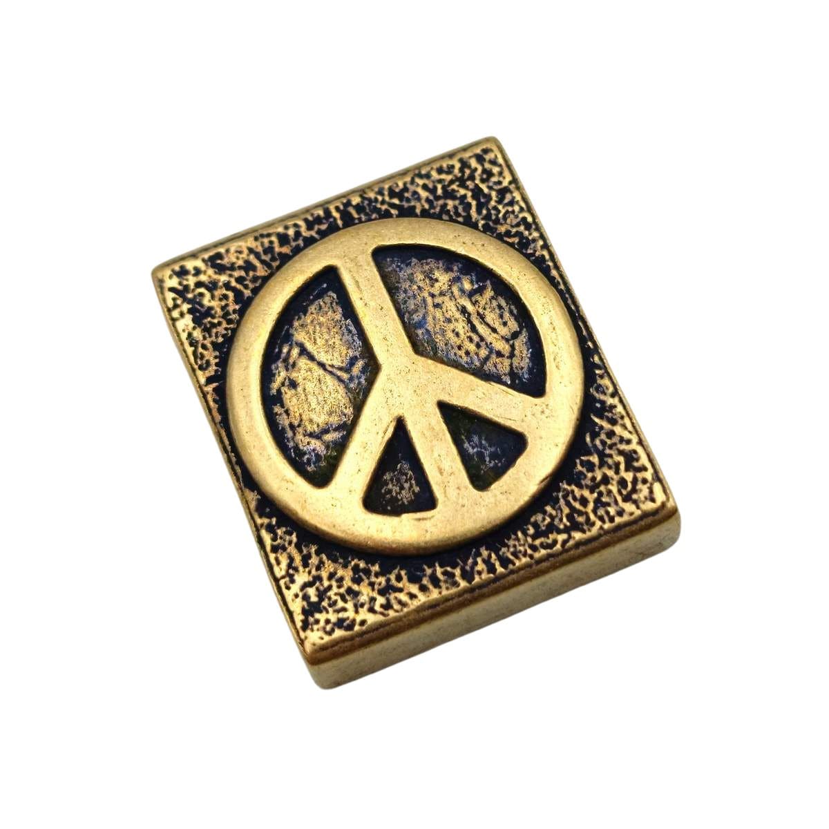 Peace symbol molle clip from bronze Bronze with patina  
