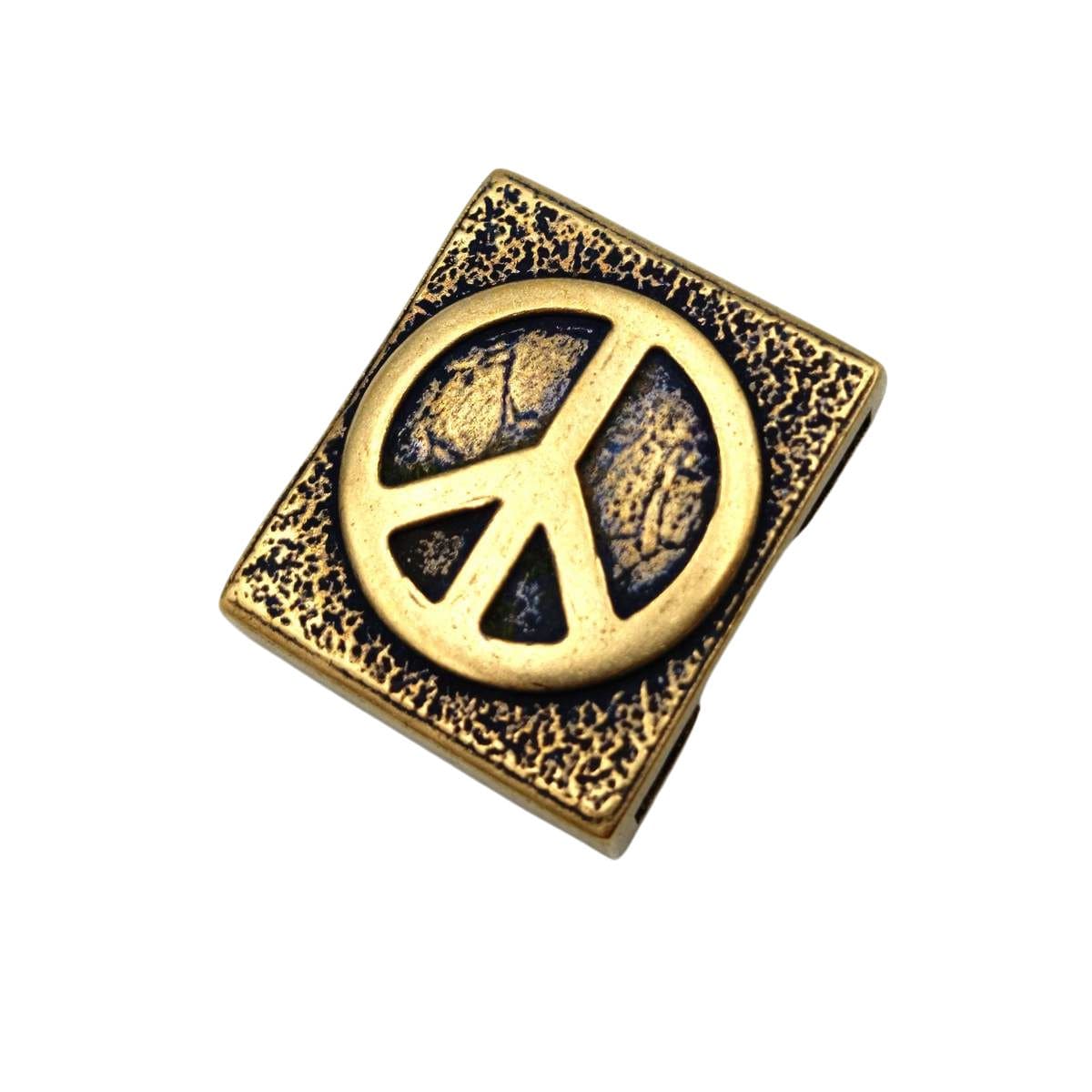 Peace symbol molle clip from bronze