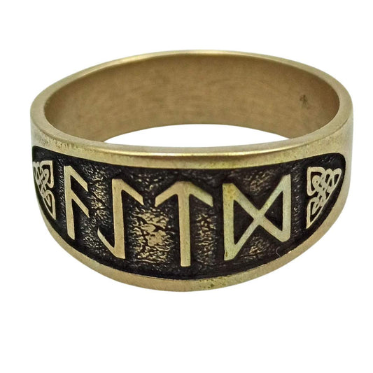 Norse runes custom bronze ring 6 US Bronze with patina 