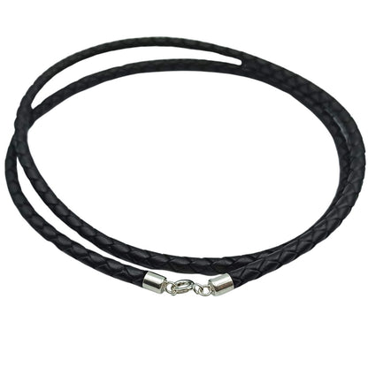 Braided leather necklace for silver pendant
