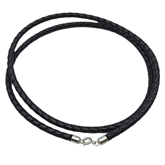 Braided leather necklace for silver pendant